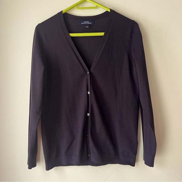 Lands’ End black neutral button down long sleeve cardigan women medium - Picture 1 of 11